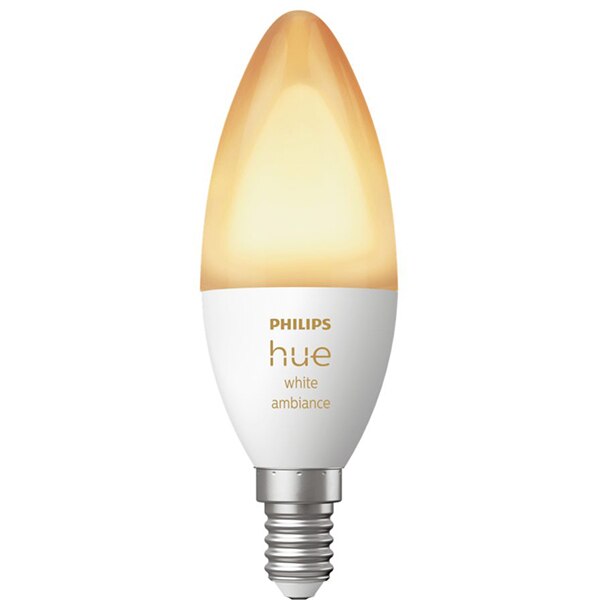 Bec LED Smart PHILIPS Hue 8719514356658, E14, 4W, 470lm, lumina variabila 