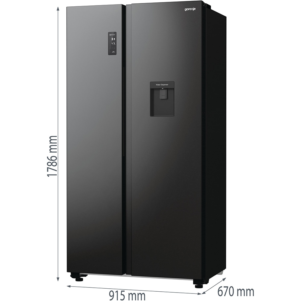 Side by Side GORENJE NRR9185EABXLWD, No Frost Plus, 547 l, H 178.6 cm, Clasa E, Dozator apa, dark inox
