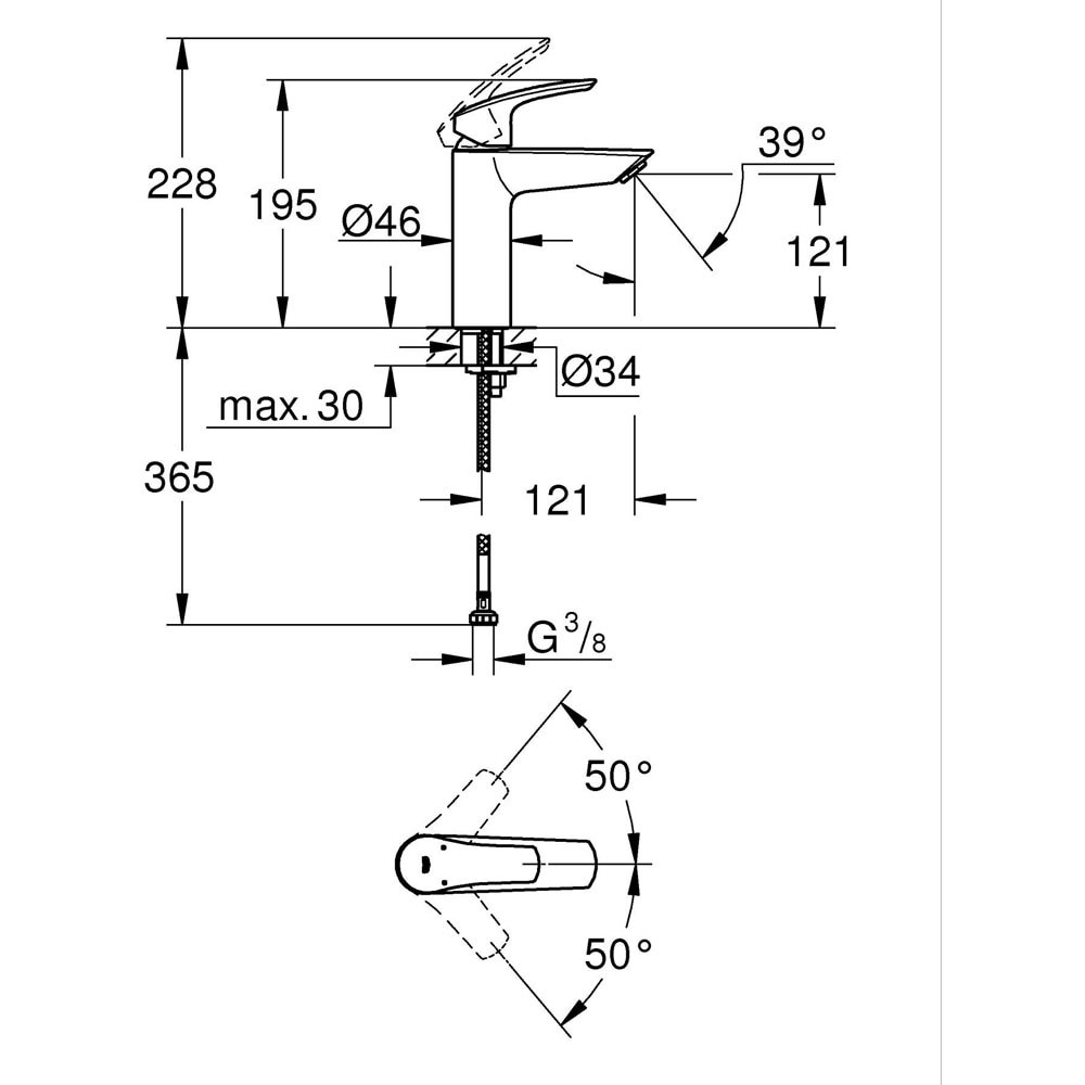 Baterie lavoar GROHE Eurosmart 233242433, marimea M, alama, negru