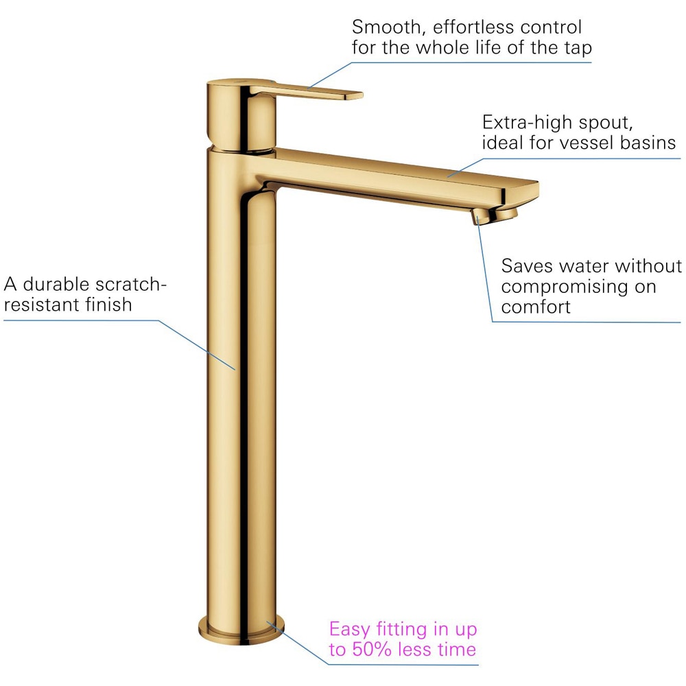 Baterie lavoar GROHE Lineare 23405GL1, marimea XL, alama, auriu