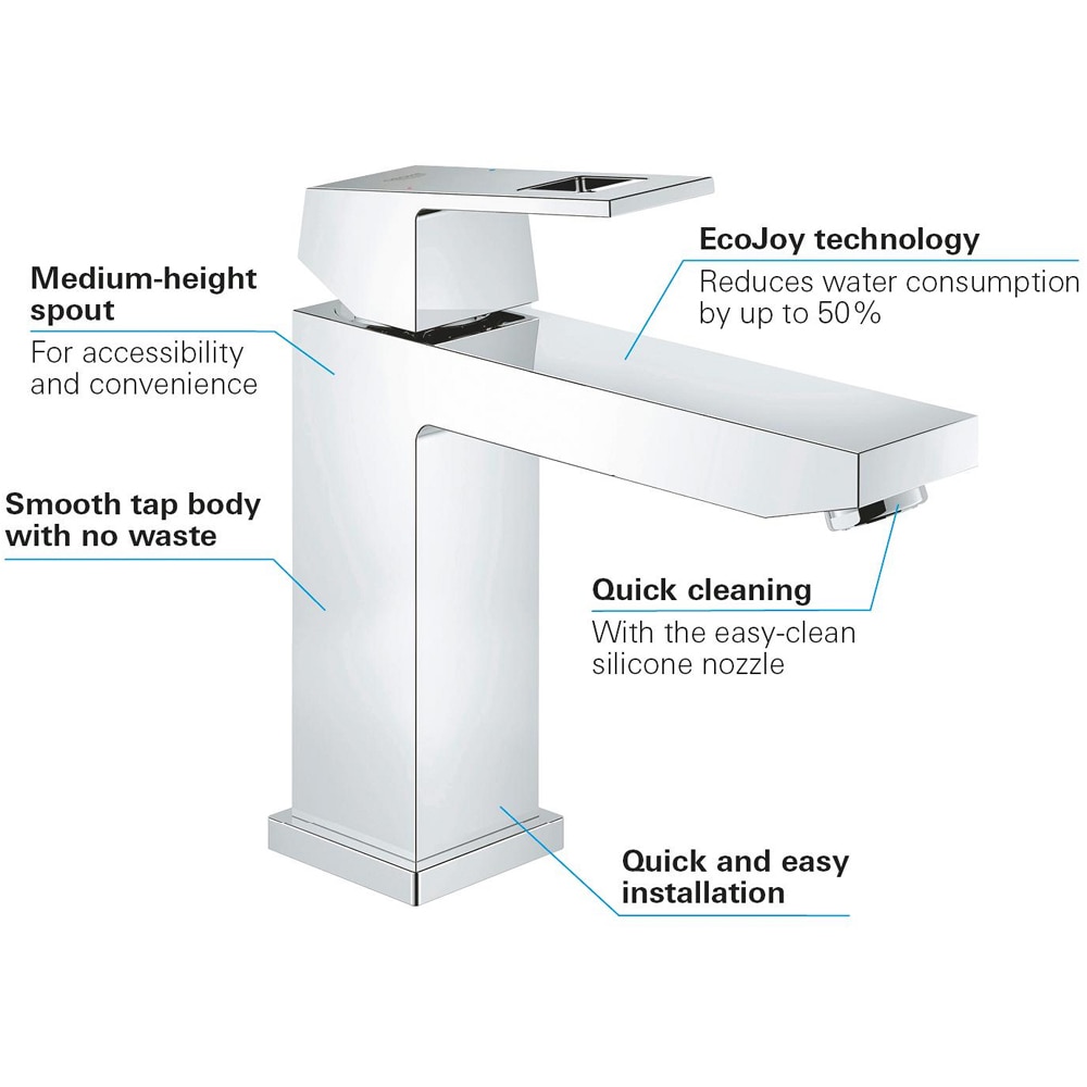 Baterie lavoar GROHE Eurocube 23446000, marimea M, alama, crom