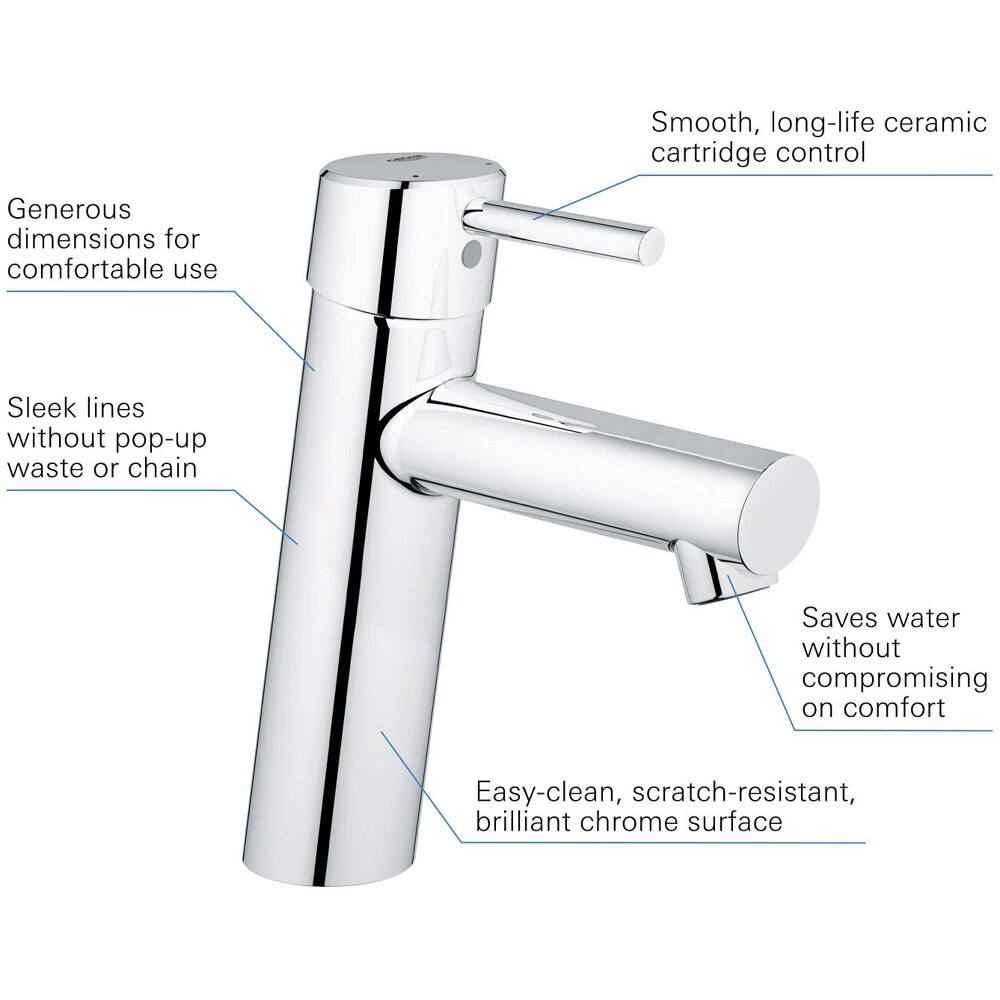 Baterie lavoar GROHE Concetto 23451001, marimea M, alama, crom