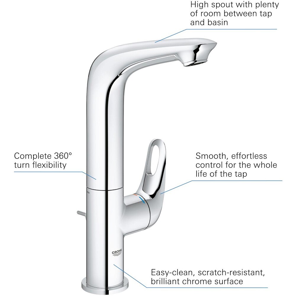 Baterie lavoar GROHE Eurostyle 23569003, marimea L, alama, crom