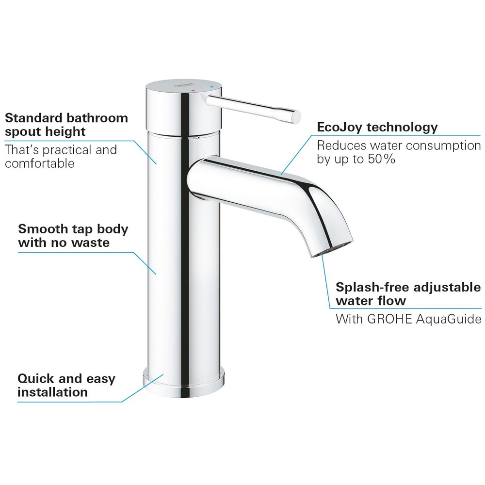 Baterie lavoar GROHE Essence 23590001, marimea M, alama, crom