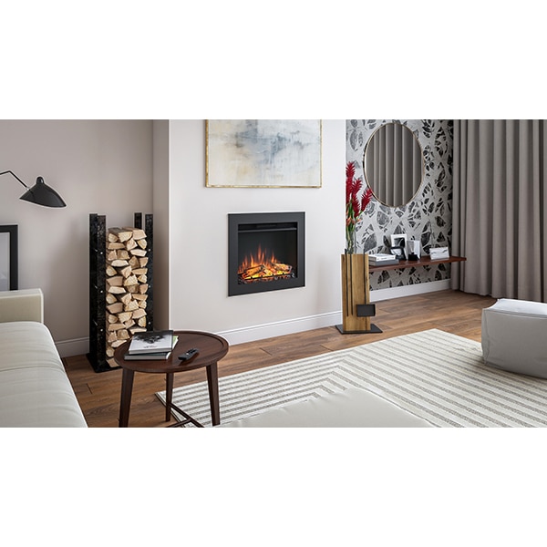 Focar electric 3D incorporabil TAGU PowerFlame, 1500W, Telecomanda, negru