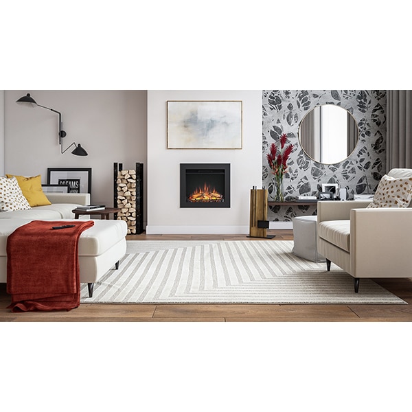 Focar electric 3D incorporabil TAGU PowerFlame, 1500W, Telecomanda, negru