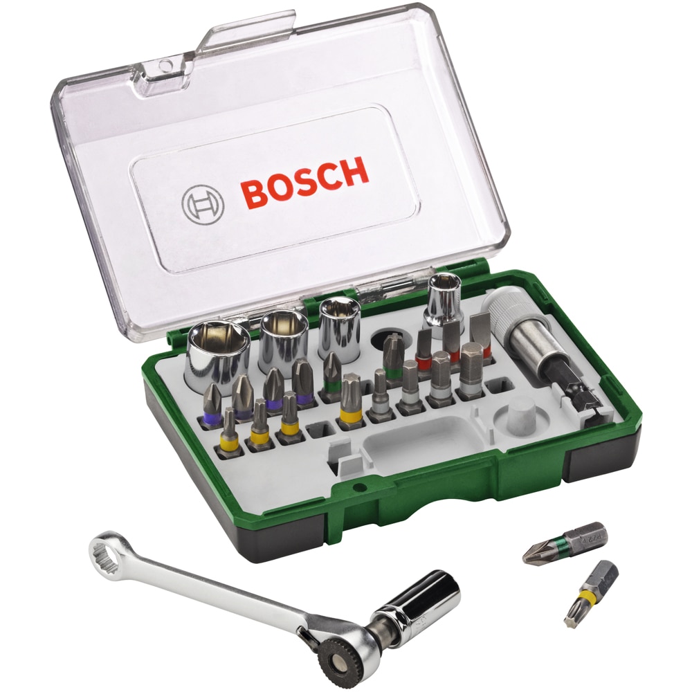 Set mixt BOSCH, biti si chei tubulare adaptor, 27buc