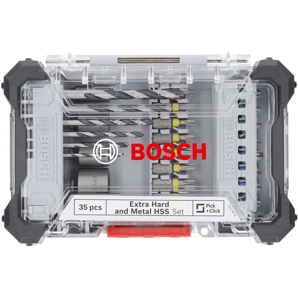 Set BOSCH PRO, 35biti extra hard + burghie metal, HSS