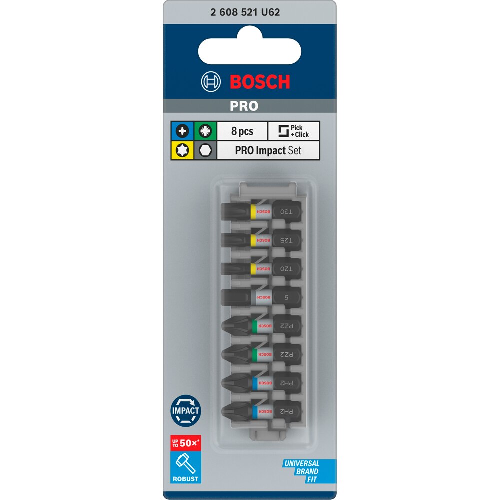 Set BOSCH PRO, 8 biti impact, 25mm