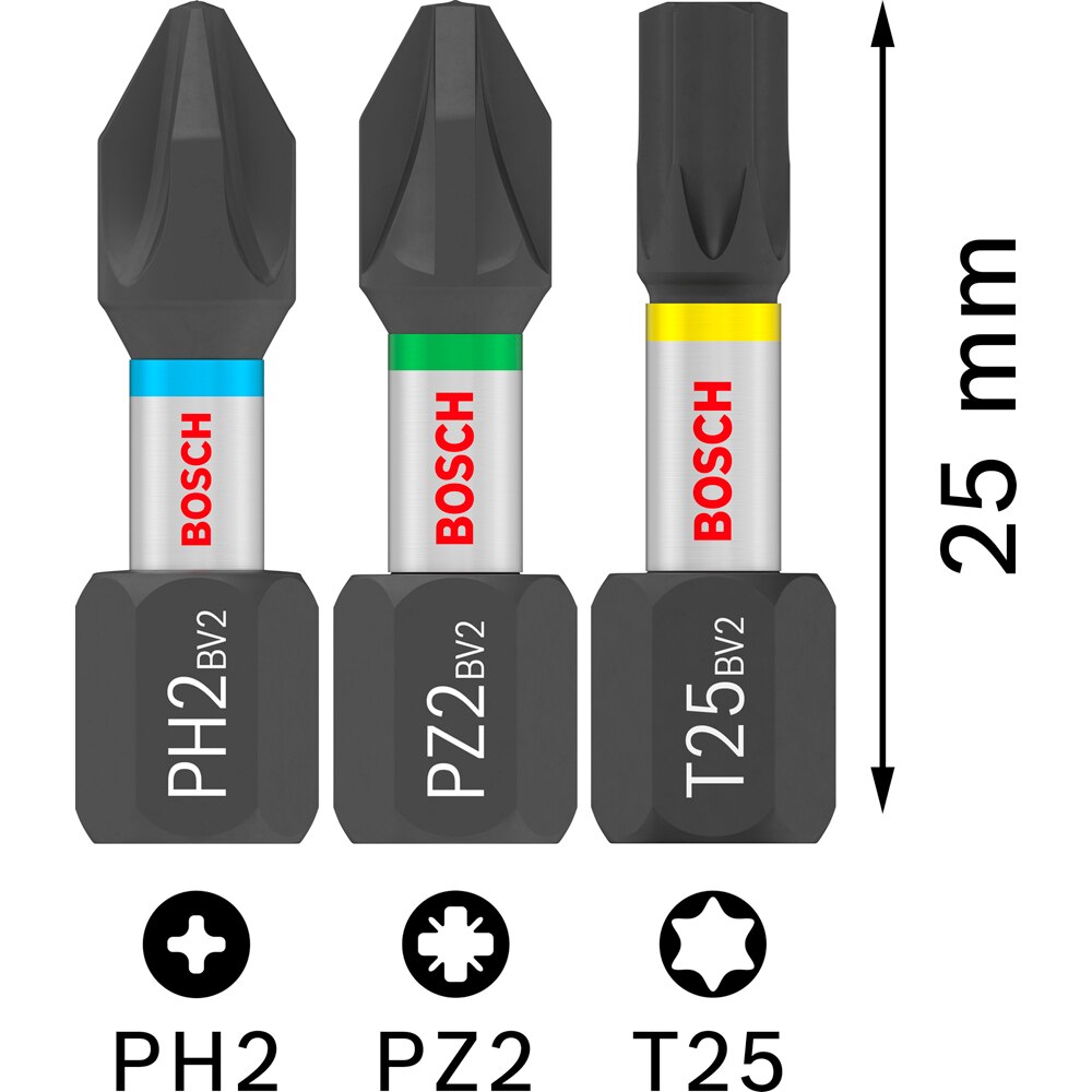 Set BOSCH PRO, 25 biti impact, 25mm