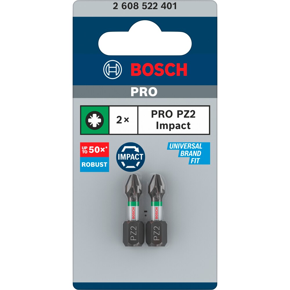 Set BOSCH PRO, 2 biti impact PZ2, 25 mm
