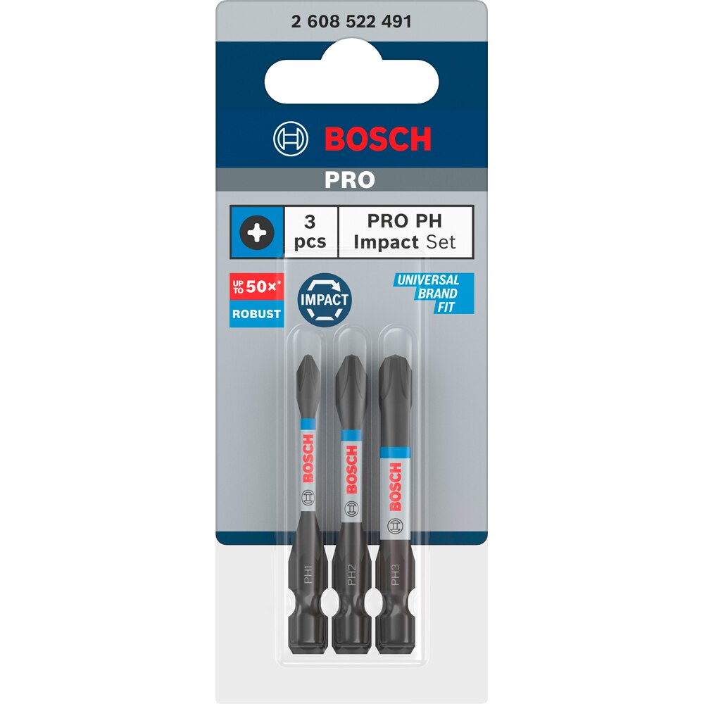 Set BOSCH PRO, 3 biti impact PH1/2/3, 55mm