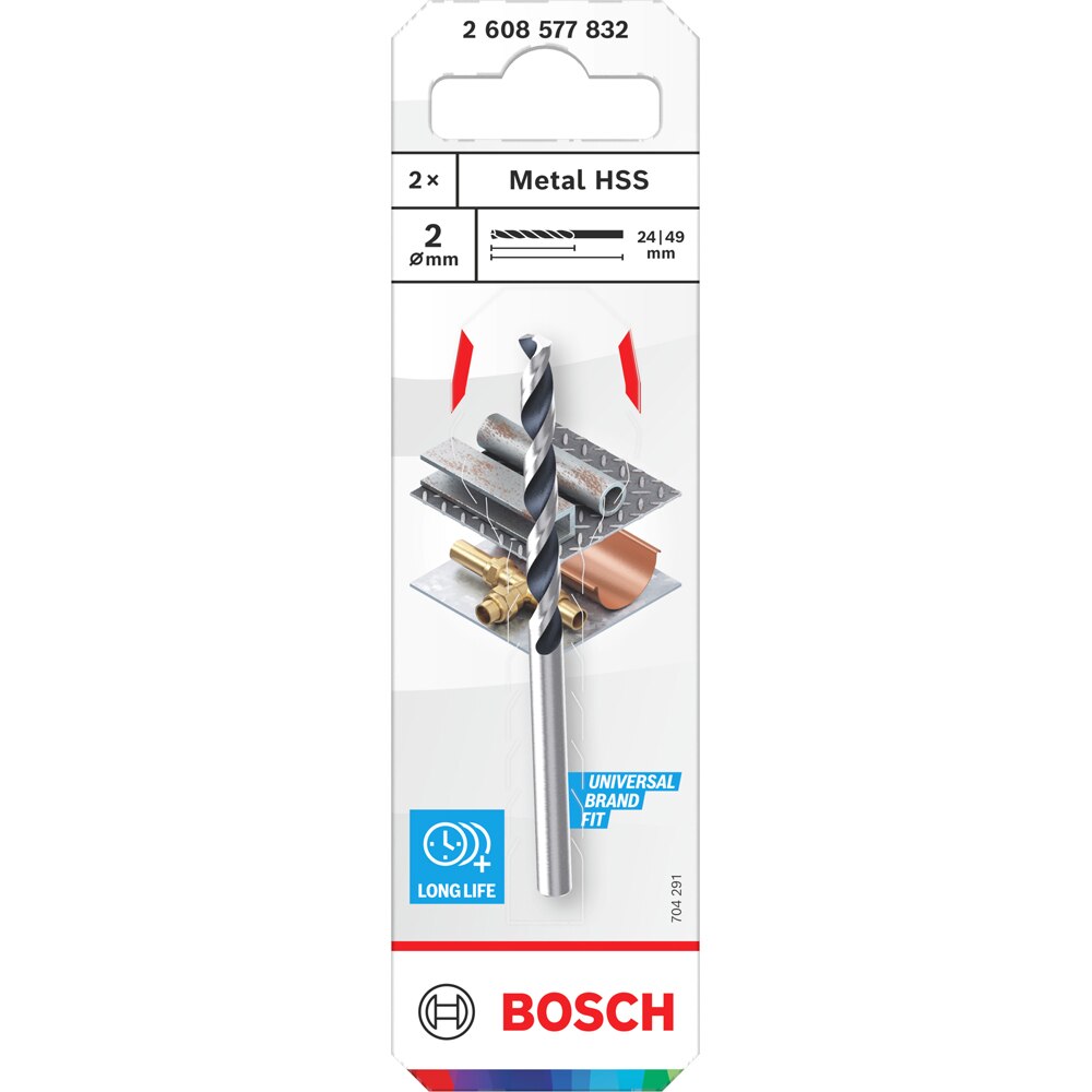 Burghiu metal BOSCH, HSS pointteq, 2 mm, CYL, 2buc