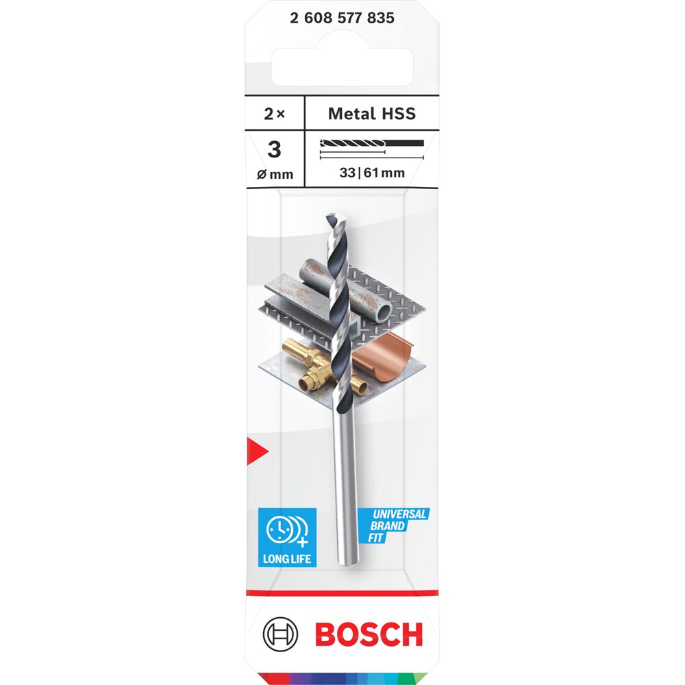 Burghiu metal BOSCH, HSS pointteq, 3 mm, CYL, 2buc