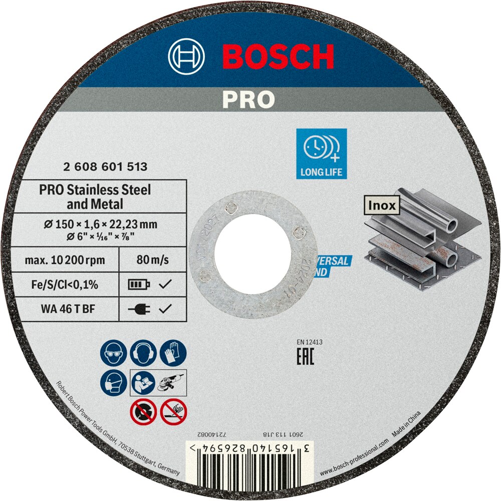 Disc taiere BOSCH PRO, inox/metal, 150 x 1, 6 x 22, 23 mm