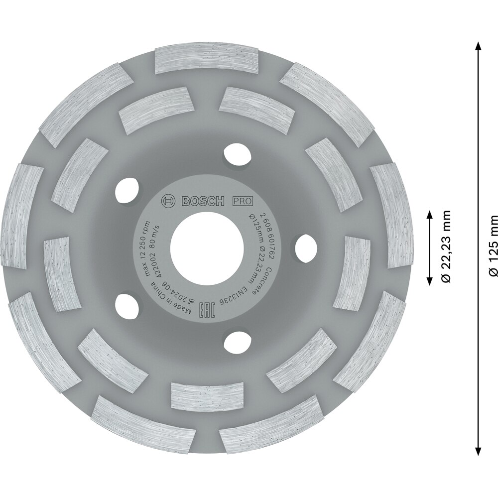 Disc diamantat oala BOSCH PRO, beton, 125 x 22.2 x 5 mm