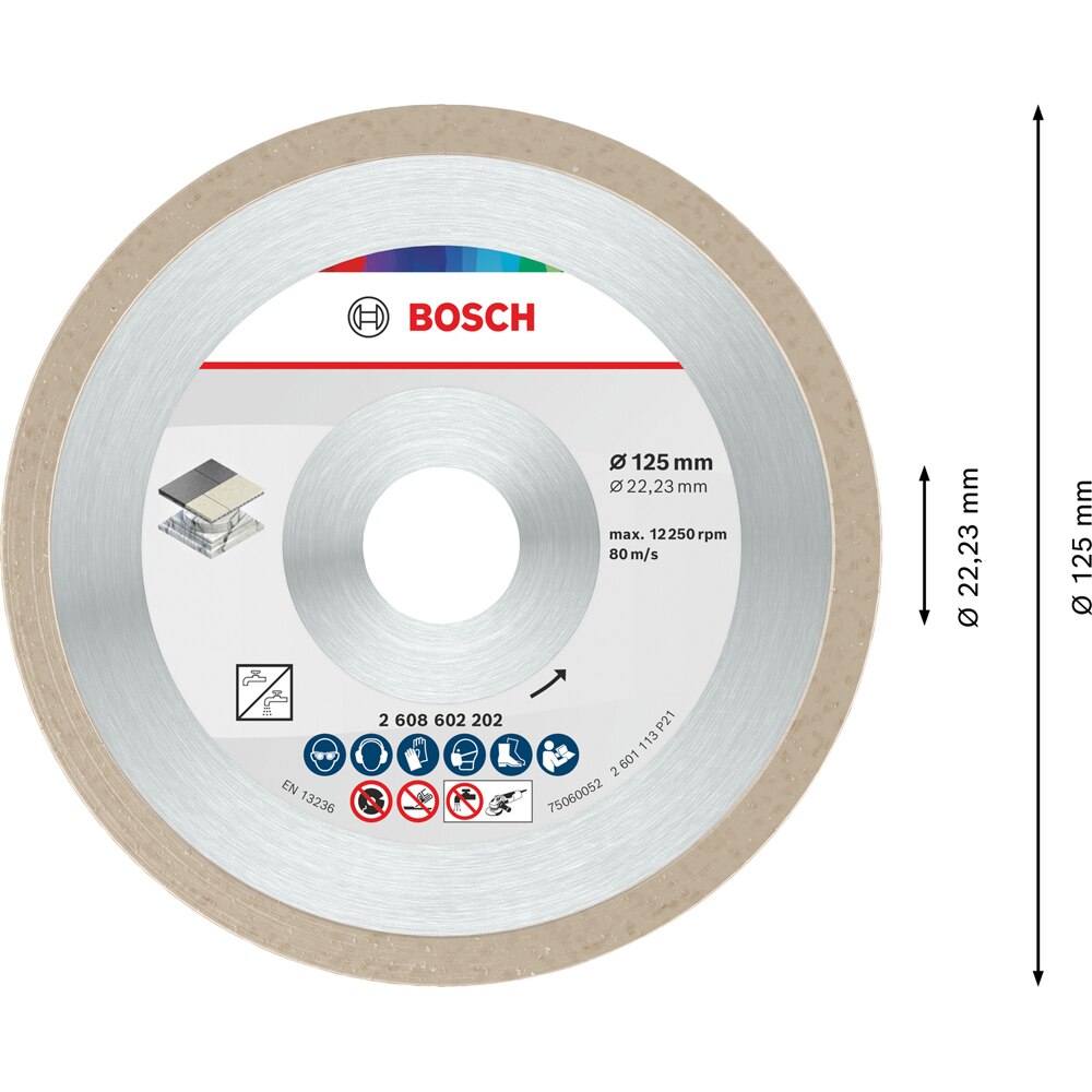 Disc diamantat BOSCH, ceramic, 125 x 22.2 x 1.6