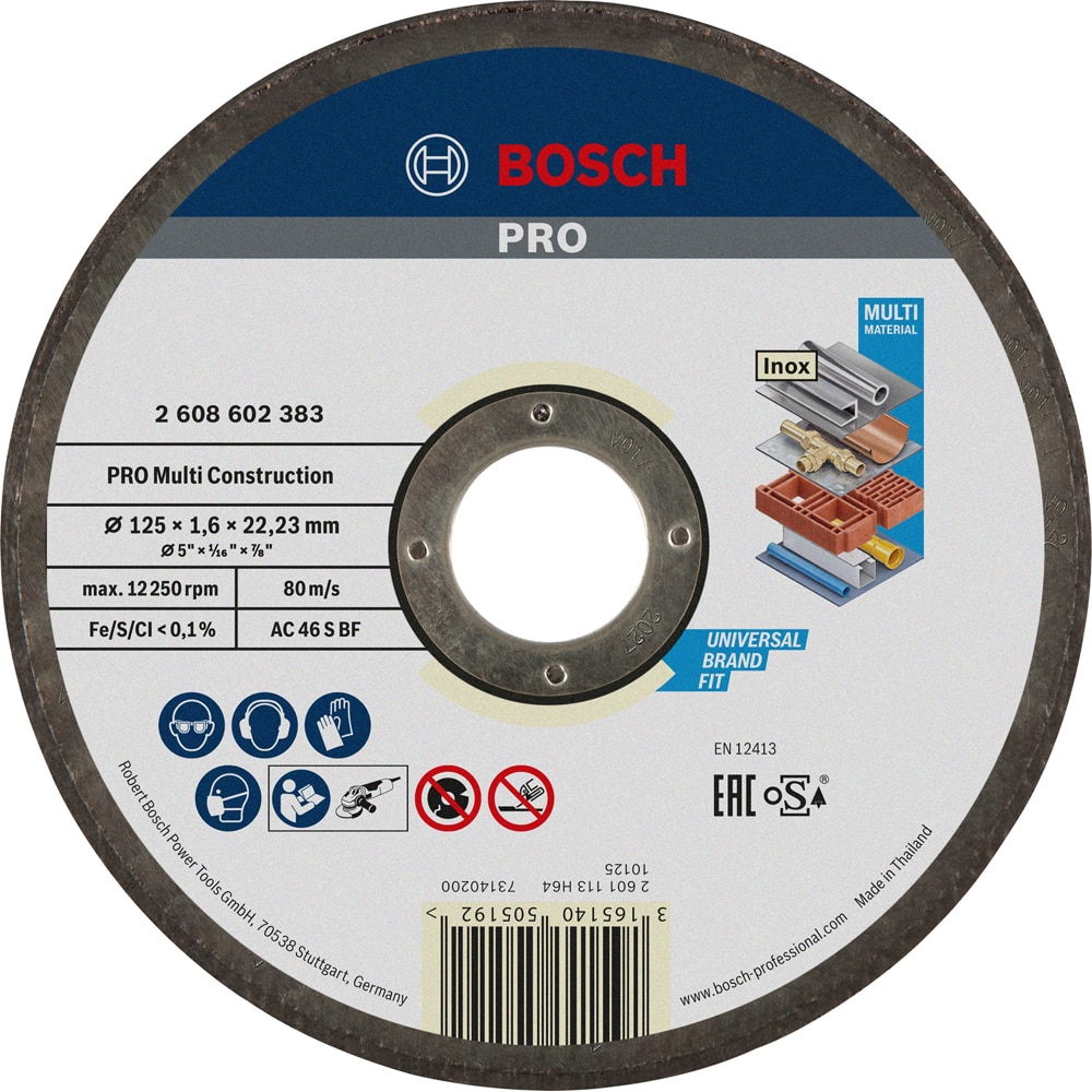 Disc taiere BOSCH PRO, multimaterial, 125 x 22.2 x 1.6 mm