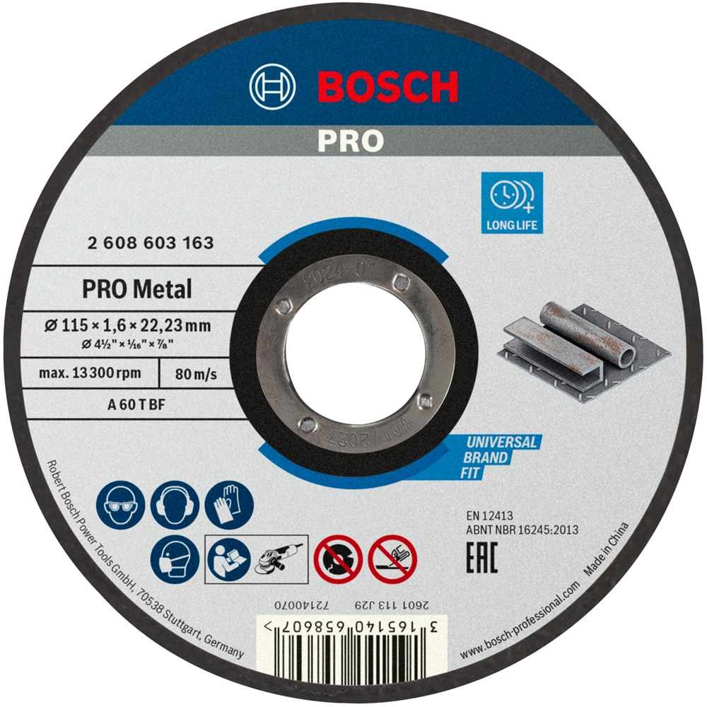 Disc taiere BOSCH, metal, 115 x 1, 6 x 22, 23