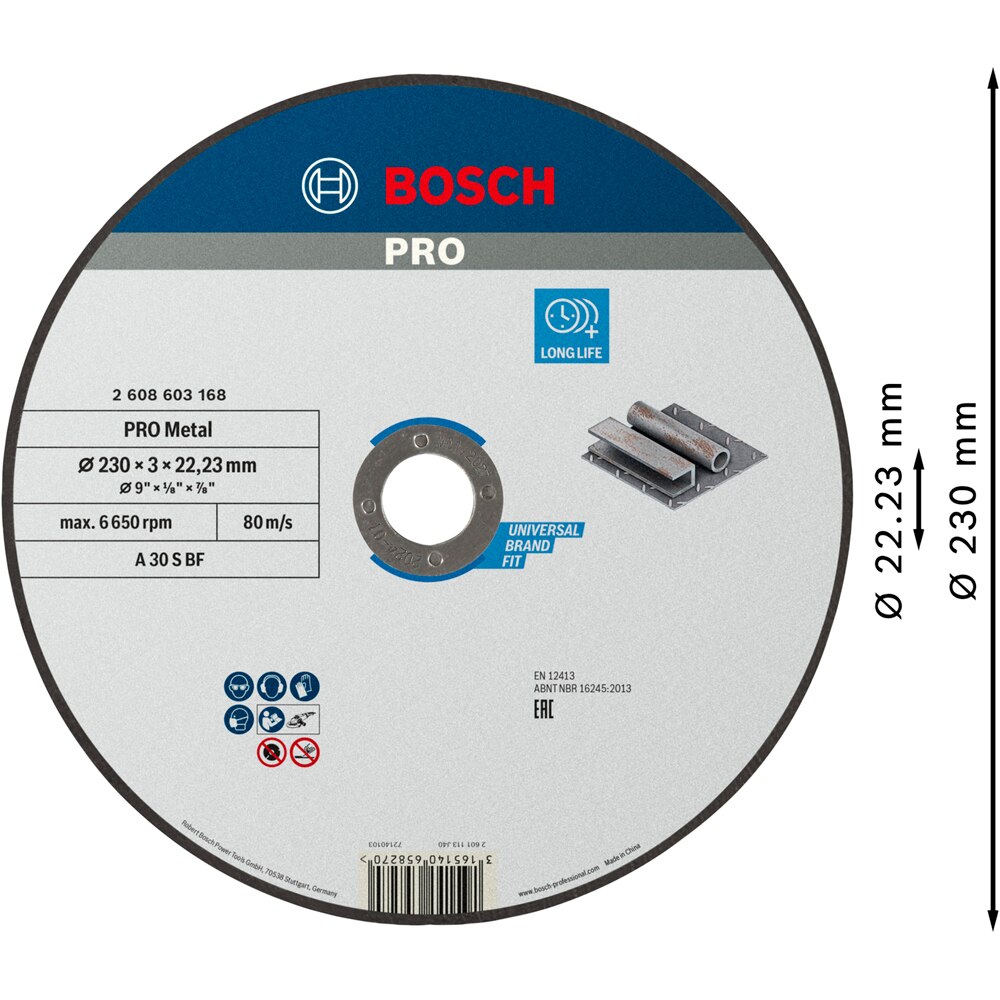 Disc taiere BOSCH PRO, metal, 230 x 3 x 22, 23 mm