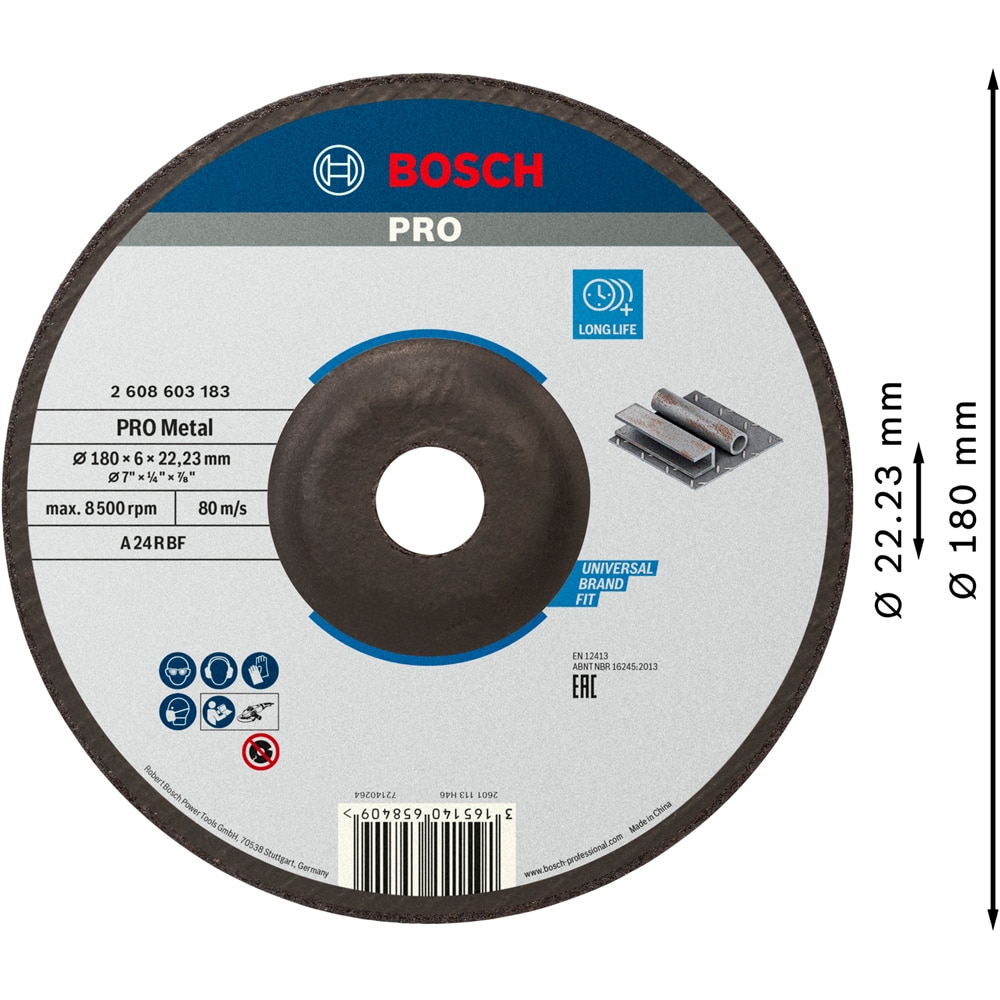 Disc taiere BOSCH PRO, metal, 180 x 6 x 22, 23 mm