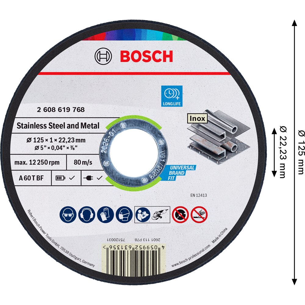 Disc taiere BOSCH PRO, metal, 125 x 1 x 22.23mm