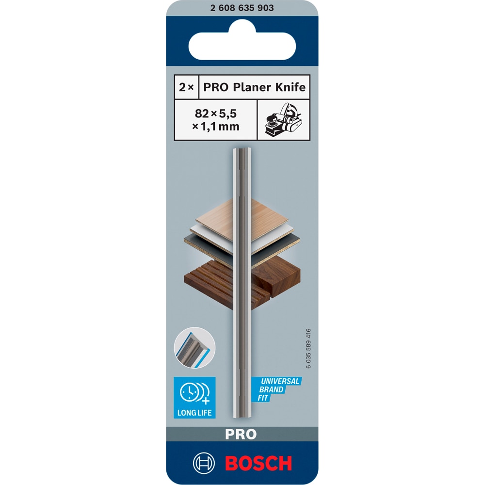 Cutite pentru rindea BOSCH PRO, 82 x 5.5 x 1.1mm, 2buc