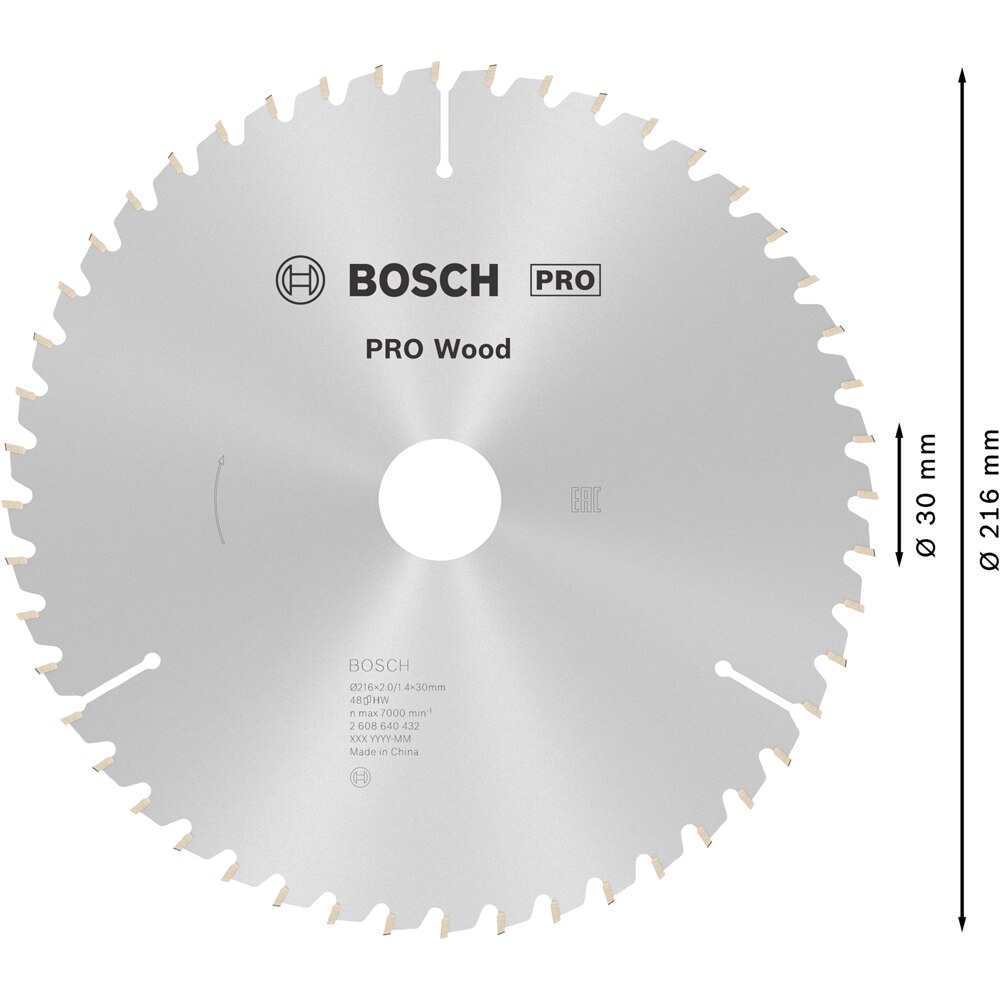 Panza circular BOSCH PRO, wood, 216 x 30 x 2 mm, T48