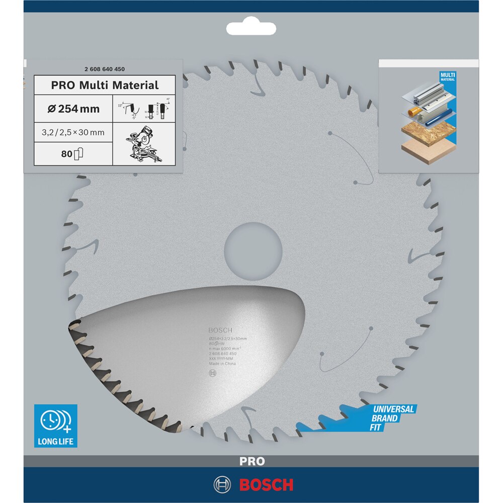 Panza circular multi BOSCH PROFESSIONAL, 254x30x3.2mm T80