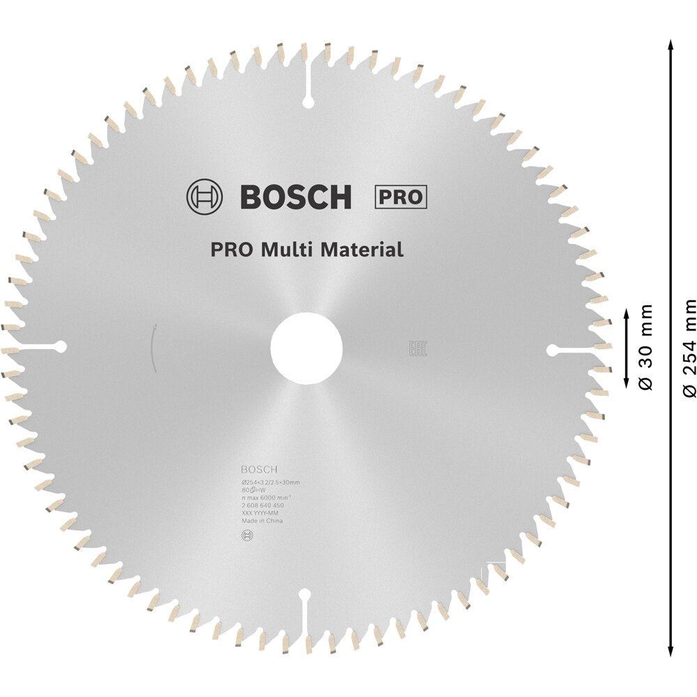 Panza circular multi BOSCH PROFESSIONAL, 254x30x3.2mm T80