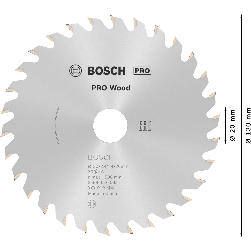 Panza circular BOSCH PRO, wood, 130 x 20, T30