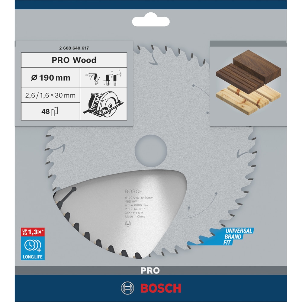Panza circular Lemn BOSCH PROFESSIONAL, WOOD 190x30x2.6mm T48