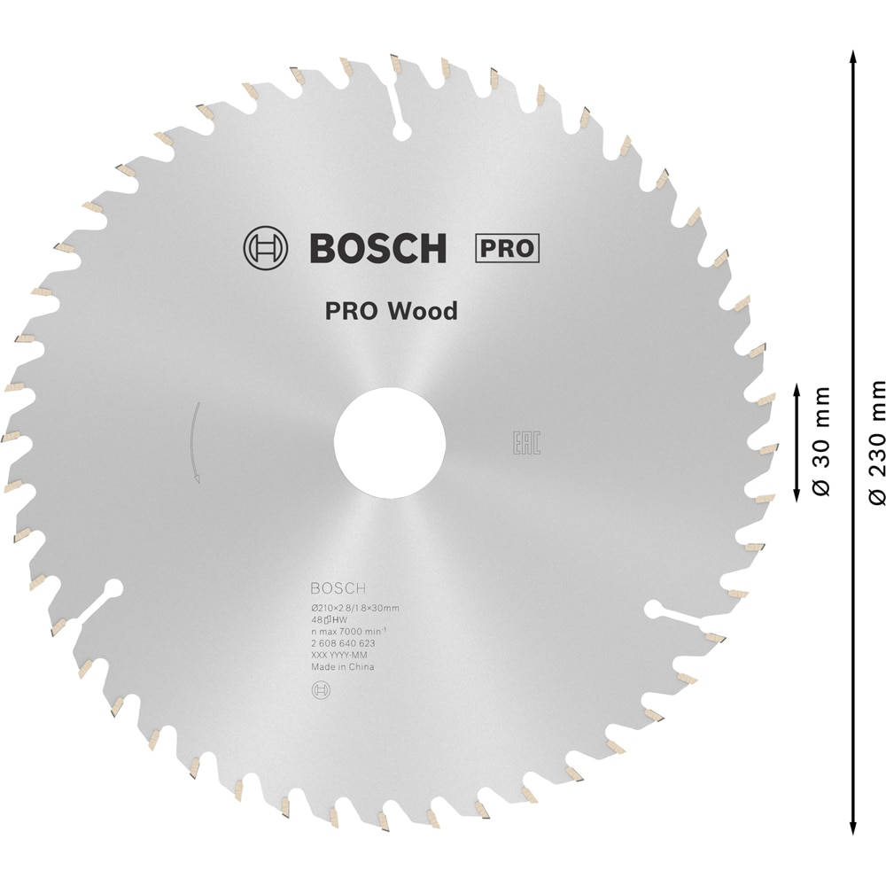 Panza circular BOSCH, wood, 210 x 30 x 2.8 mm, T48
