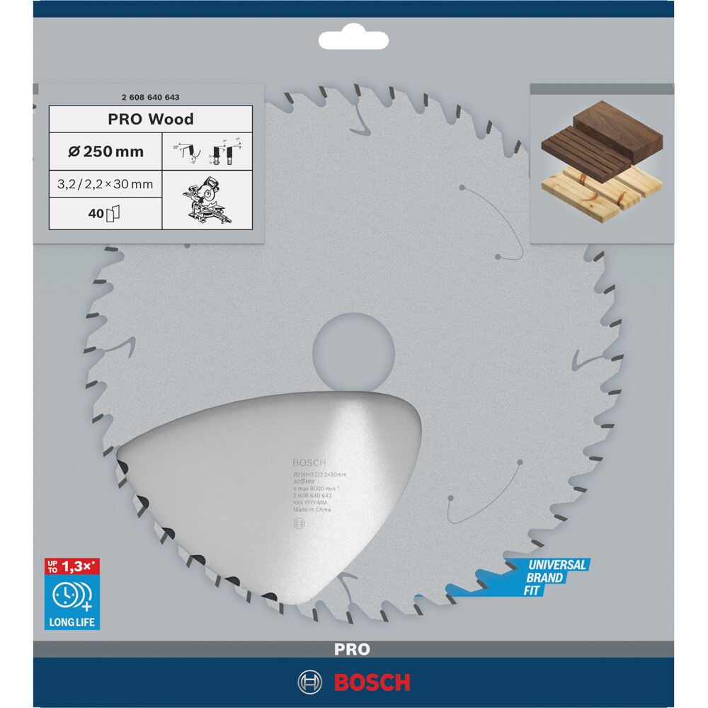 Panza circular BOSCH PRO, wood, 250 x 30, T40