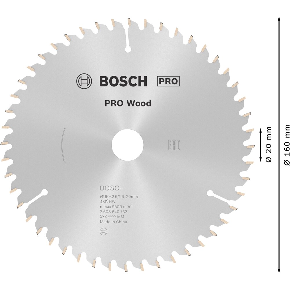 Panza circular BOSCH PRO, wood, 160 x 20, T48
