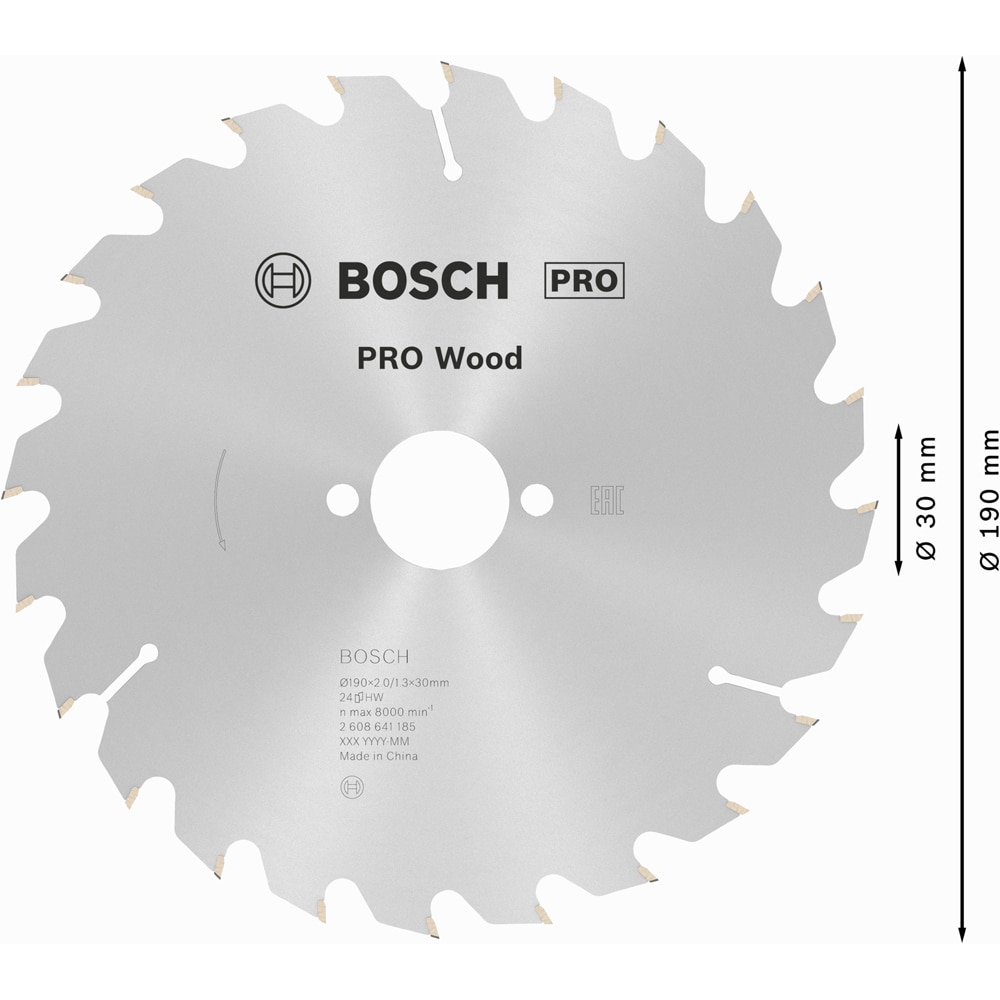 Panza circular BOSCH PRO, wood, 190 x 30 x 2 mm, T24