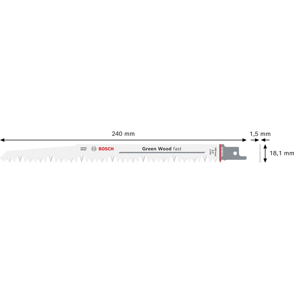 Panza ferastrau sabie BOSCH, lemn, 240 x 19 x 1.5mm