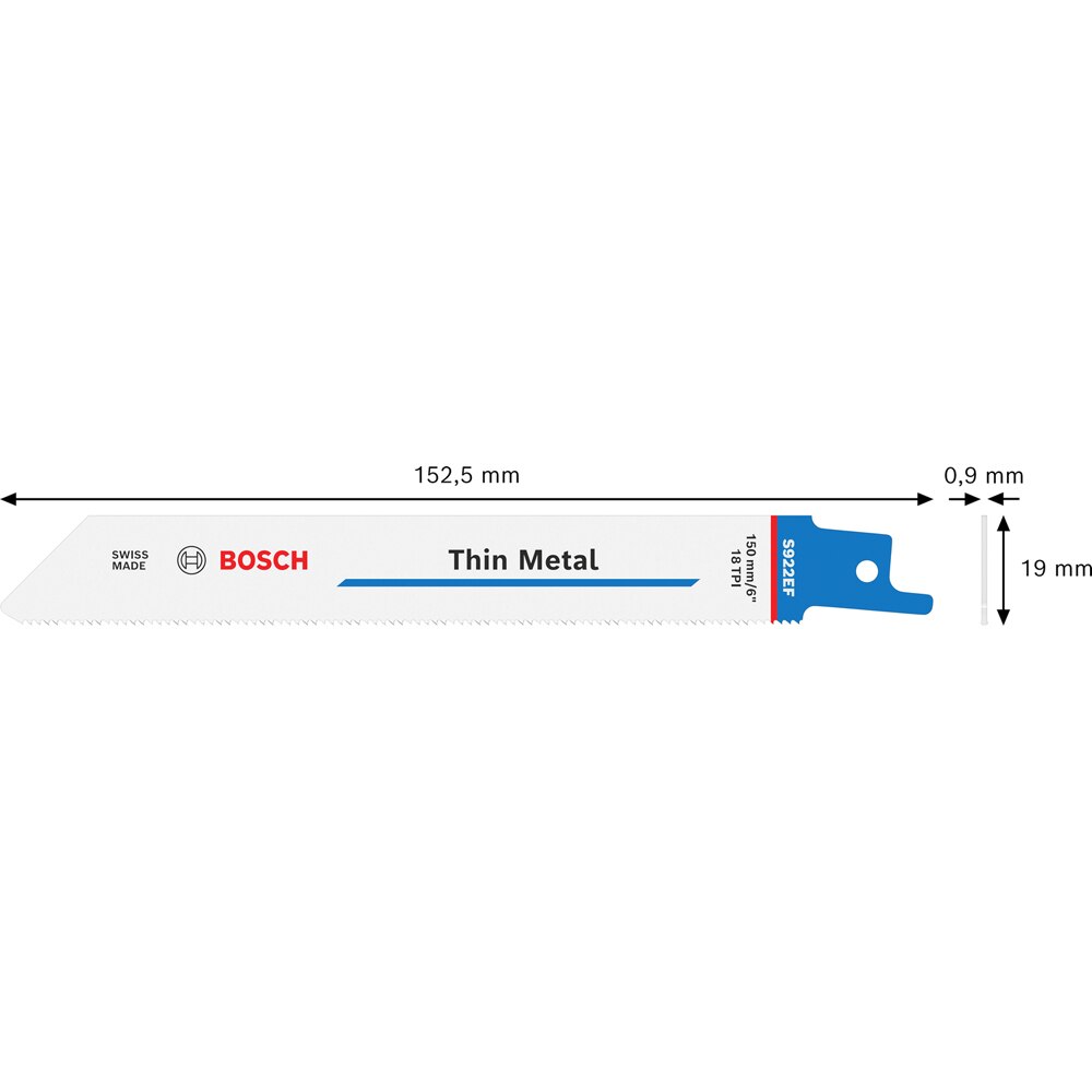 Panza ferastrau sabie BOSCH, bimetal, 150 x 19 x 0.9mm