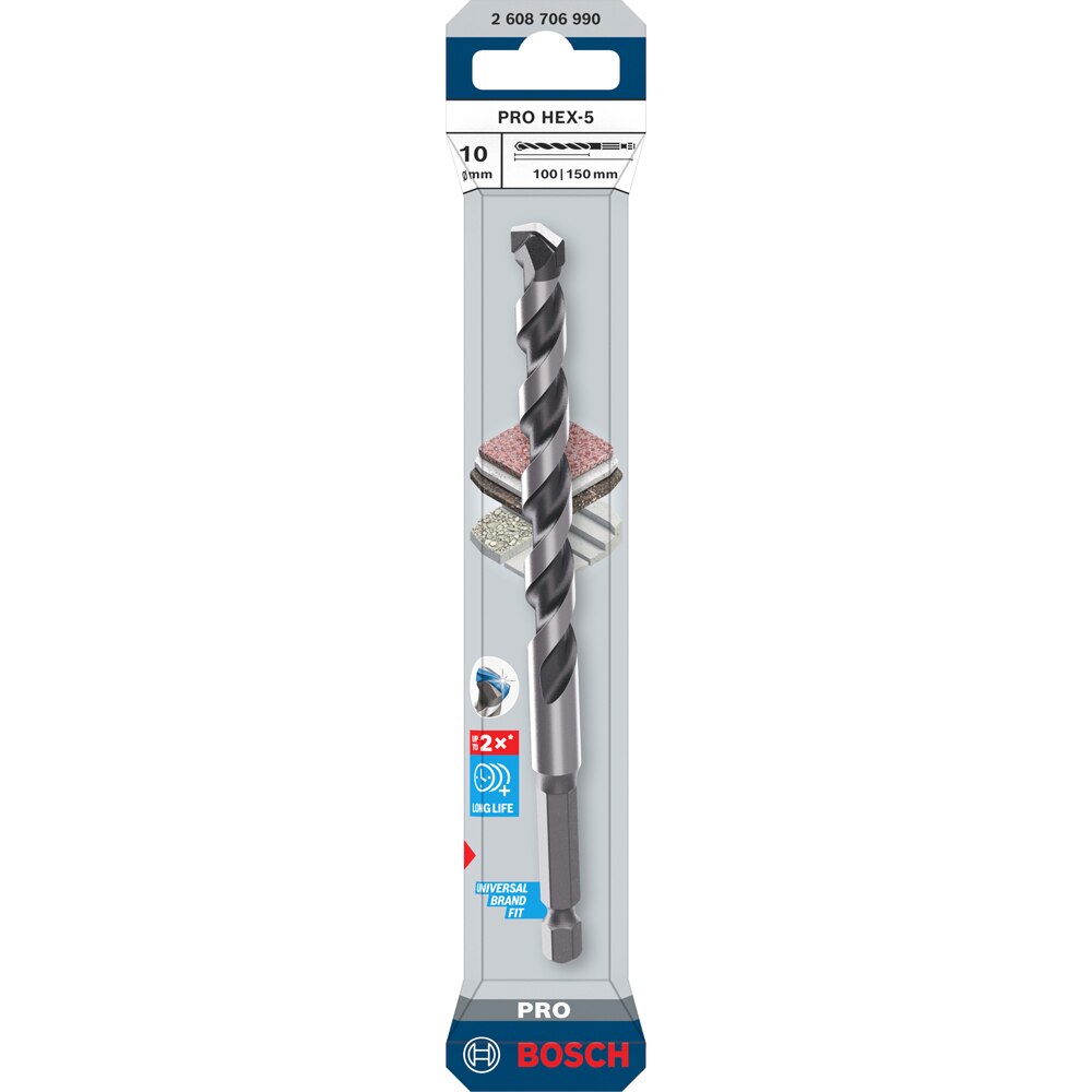 Burghiu BOSCH PRO, HEX-5, zidarie, 10 x 100 x 150 mm