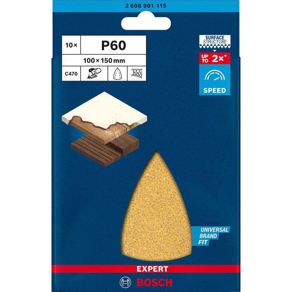 Foaie abraziva delta BOSCH PRO, EXPERT, 100 x 150, G60