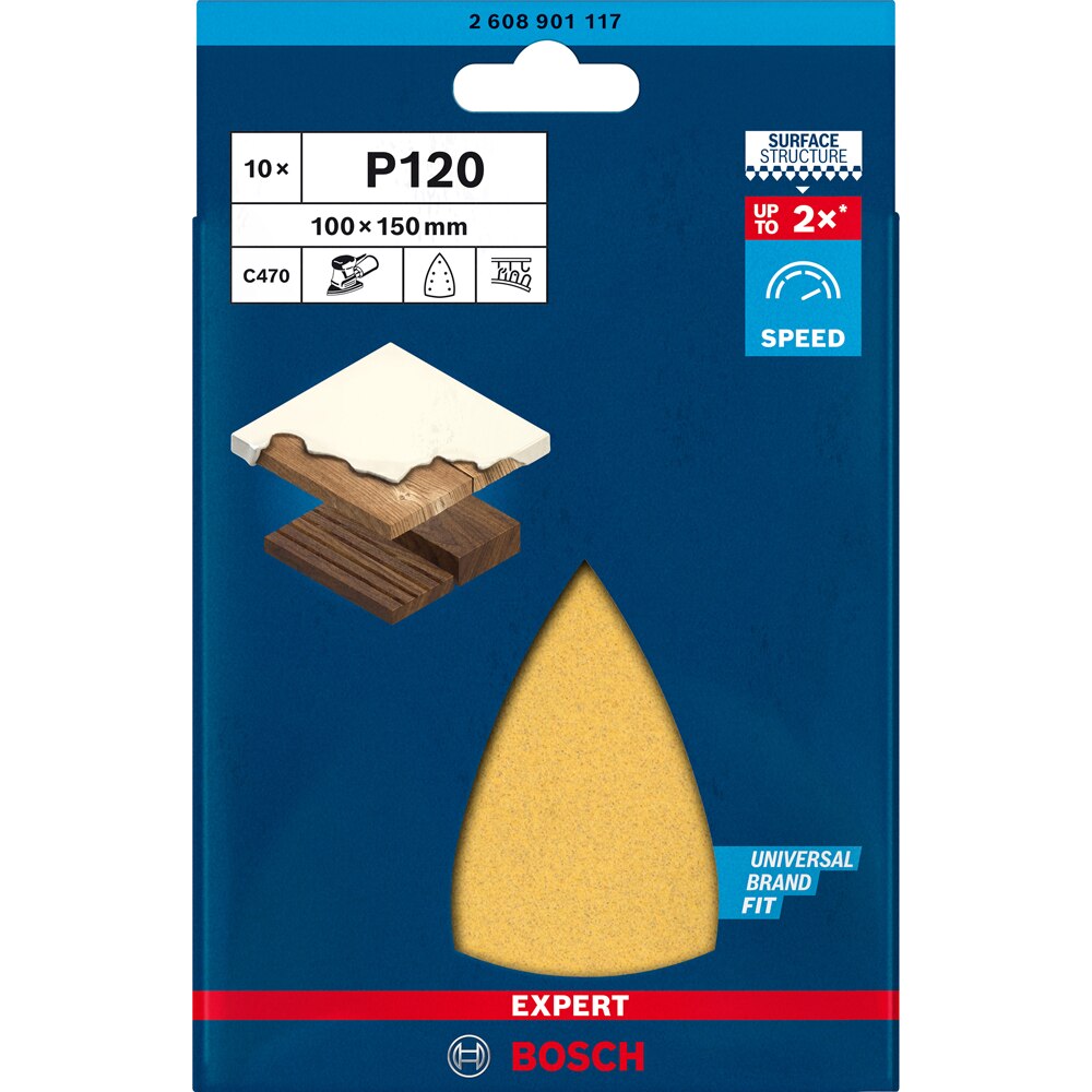 Foaie abraziva delta BOSCH PRO, EXPERT, 100 x 150, G120