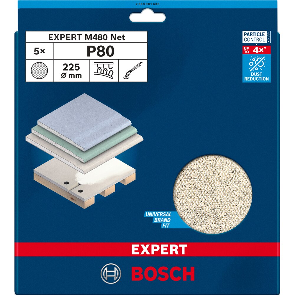 Disc abraziv BOSCH PRO, EXPERT, 225mm, G80, 5buc