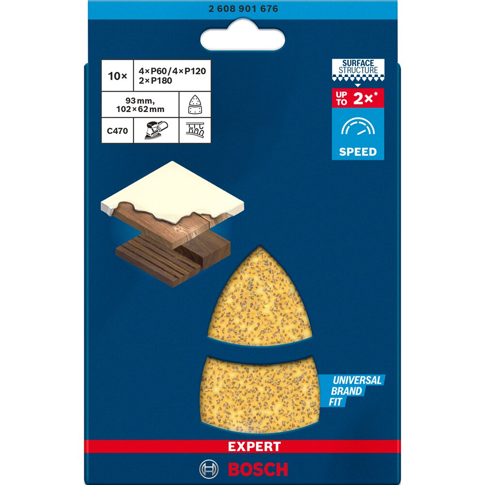 Foaie abraziva delta BOSCH PRO, EXPERT, 102 x 62/93