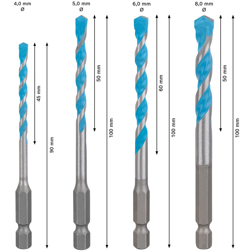 Burghiu BOSCH PRO, EXPERT HEX-9, multi construct, 4buc