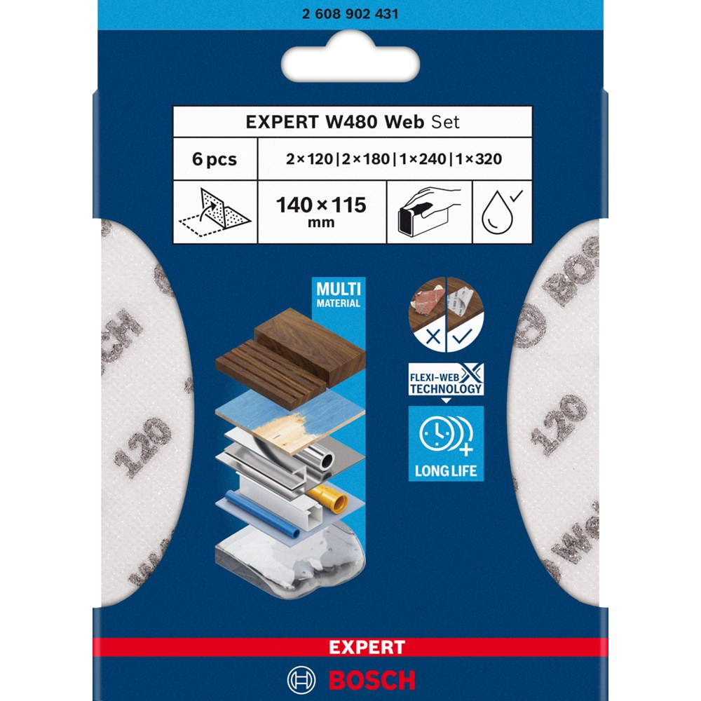Foaie abraziva BOSCH PRO, EXPERT W480, 140 x 115MM, 6buc