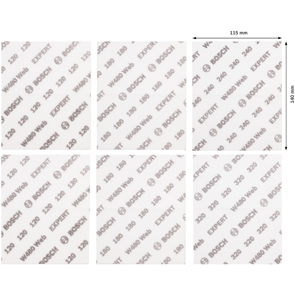 Foaie abraziva BOSCH PRO, EXPERT W480, 140 x 115MM, 6buc