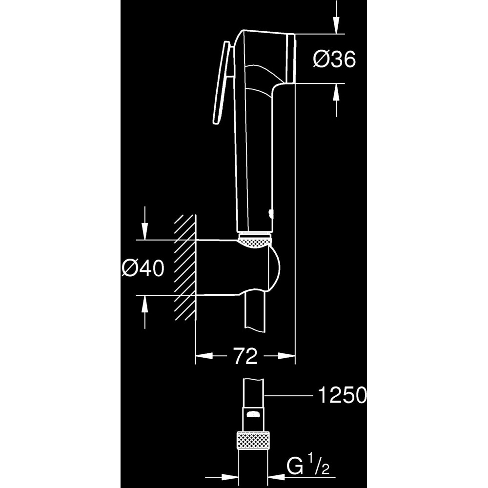 Set dus igienic GROHE Vitalio 26175001, 1 functie, crom