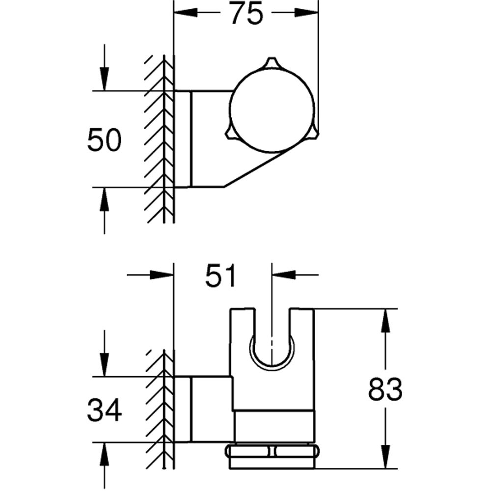 Suport para dus GROHE Vitalio Universal 261832431, plastic, negru