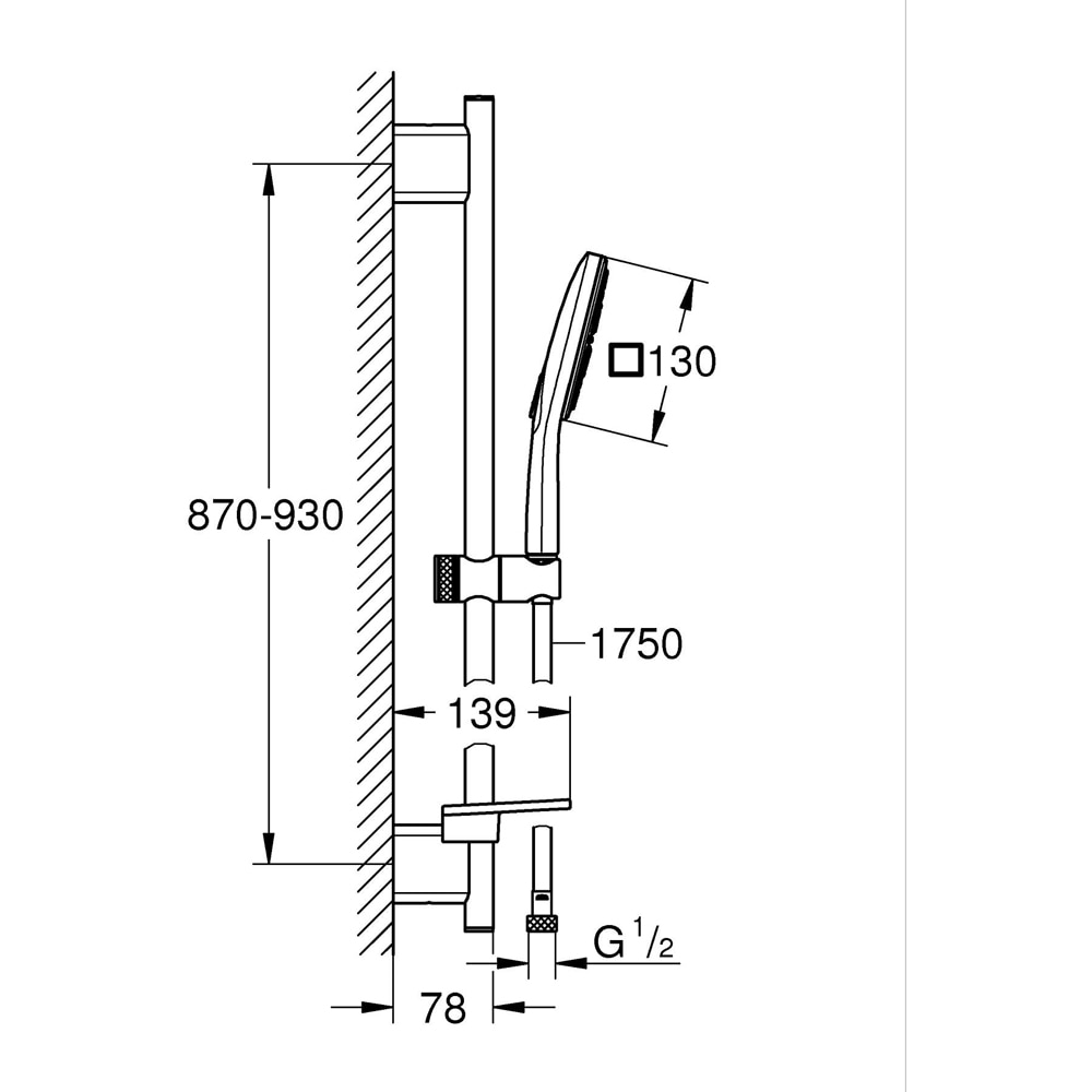Coloana dus GROHE Rainshower SmartActive 130 Cube 26587000, 3 functii, crom