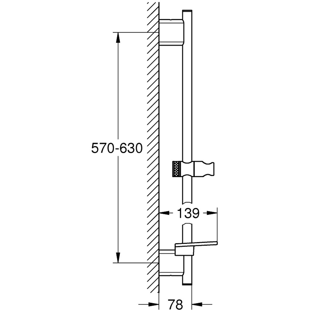 Bara pentru set de dus GROHE Vitalio SmartActive 26599000, 60 cm, glisor, etajera, crom